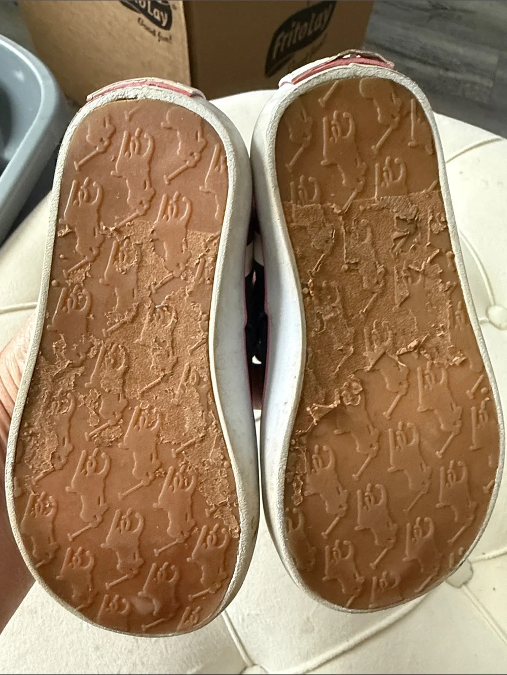 Ralph Lauren Navy Canvas Mary Jane Shoes with Pink Trim